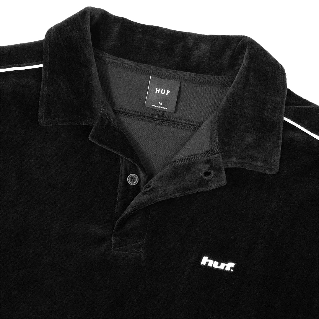 HUF WORLDWIDE(ハフ ワールドワイド)| H DOT VELOUR POLO / BLACK | スノーボード・スケートボードのTACTICS JAPAN