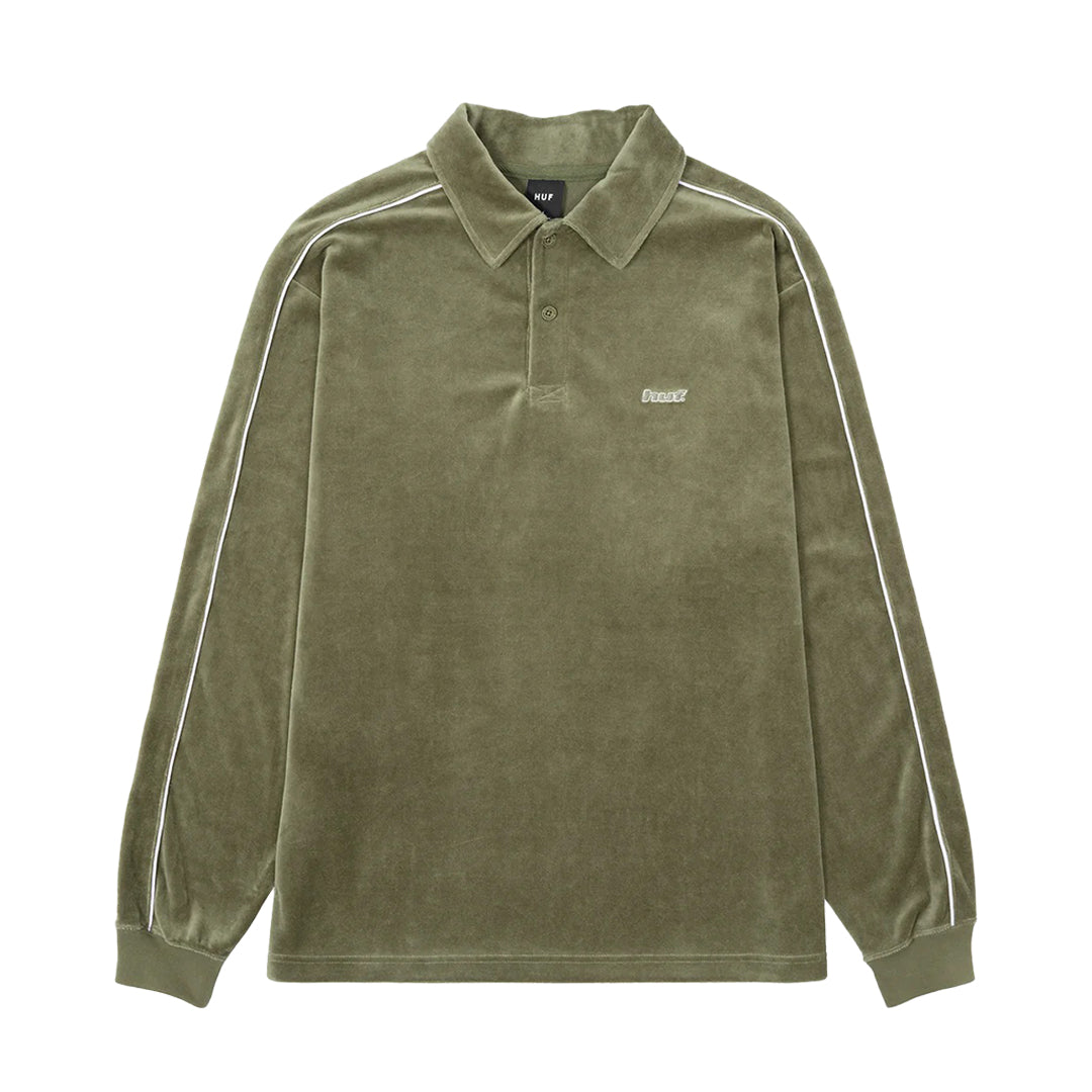 HUF WORLDWIDE(ハフ ワールドワイド)| H DOT VELOUR POLO/ COVERT GREEN | スノーボード・スケートボードのTACTICS JAPAN