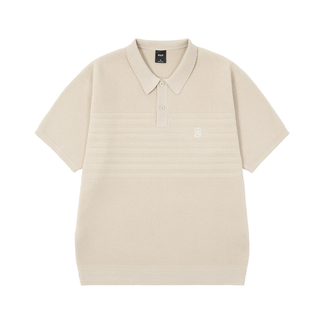 HUF WORLDWIDE(ハフ ワールドワイド)| MEGABLAST KNIT POLO TOP / BLEACH | スノーボード・スケートボードのTACTICS JAPAN