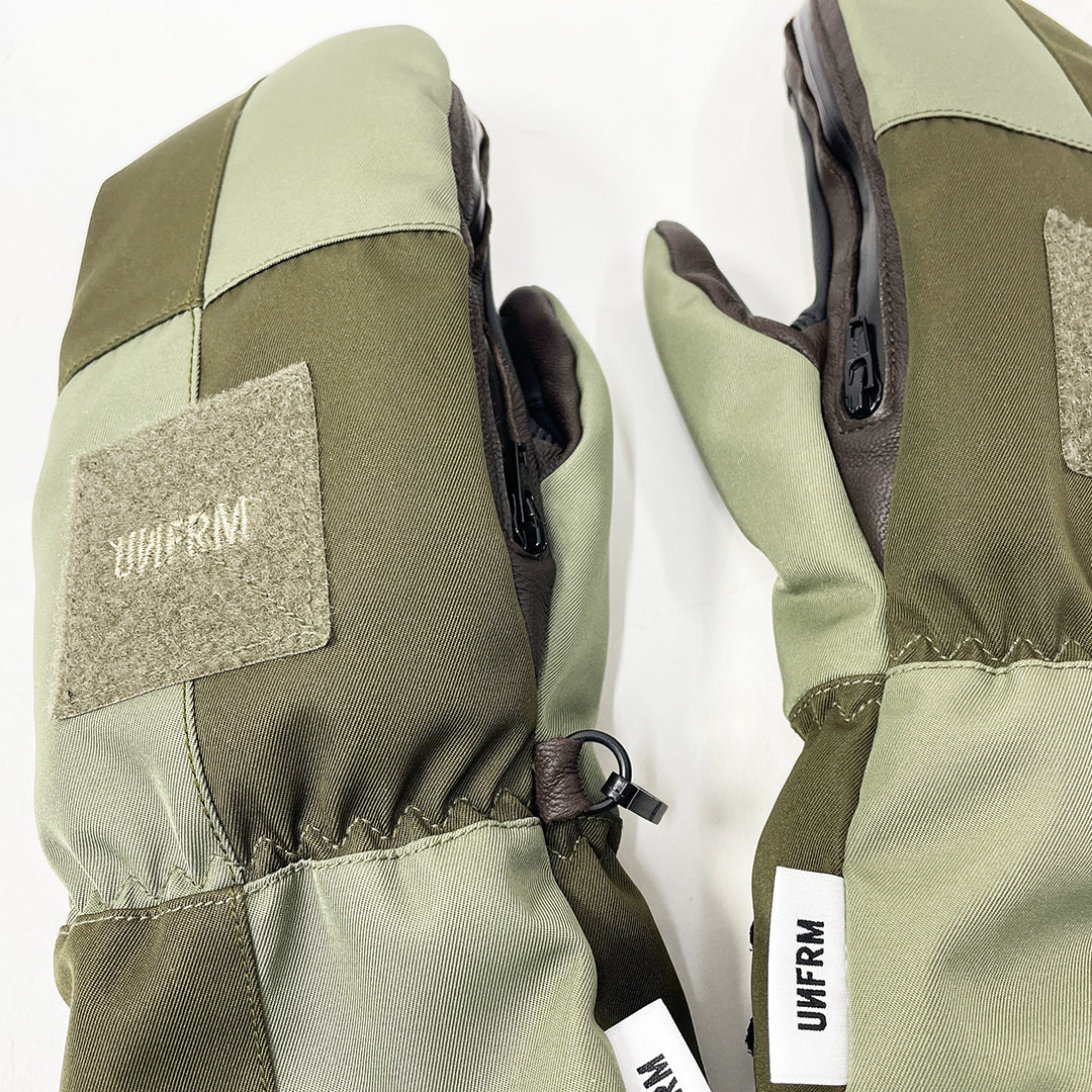 UNFRM(ユニフォーム)| MILITARY PATCHWORK FINGER-OUT MITTEN / OLIVE/SAGE | スノーボード・スケートボードのTACTICS JAPAN