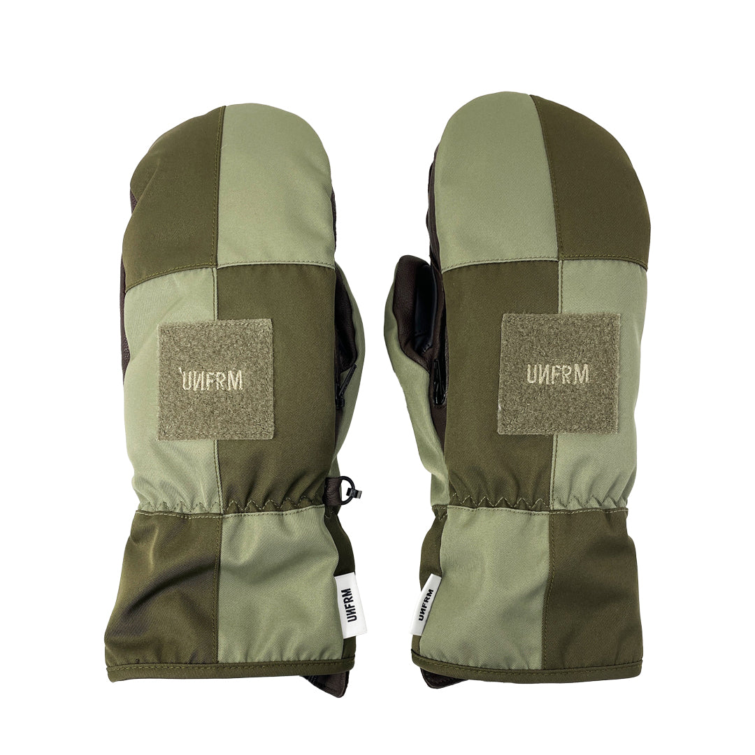 UNFRM(ユニフォーム)| MILITARY PATCHWORK FINGER-OUT MITTEN / OLIVE/SAGE | スノーボード・スケートボードのTACTICS JAPAN
