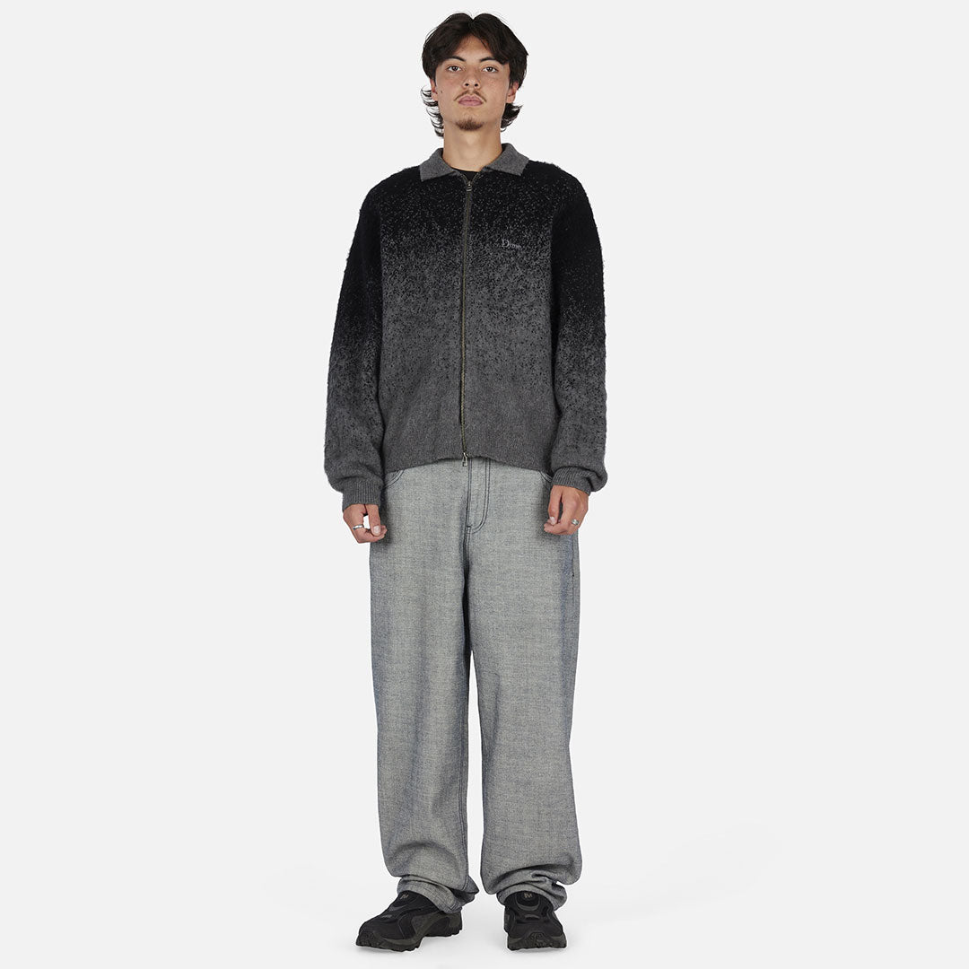 MOHAIR DOUBLE ZIP KNIT / BLACK/CHARCOAL