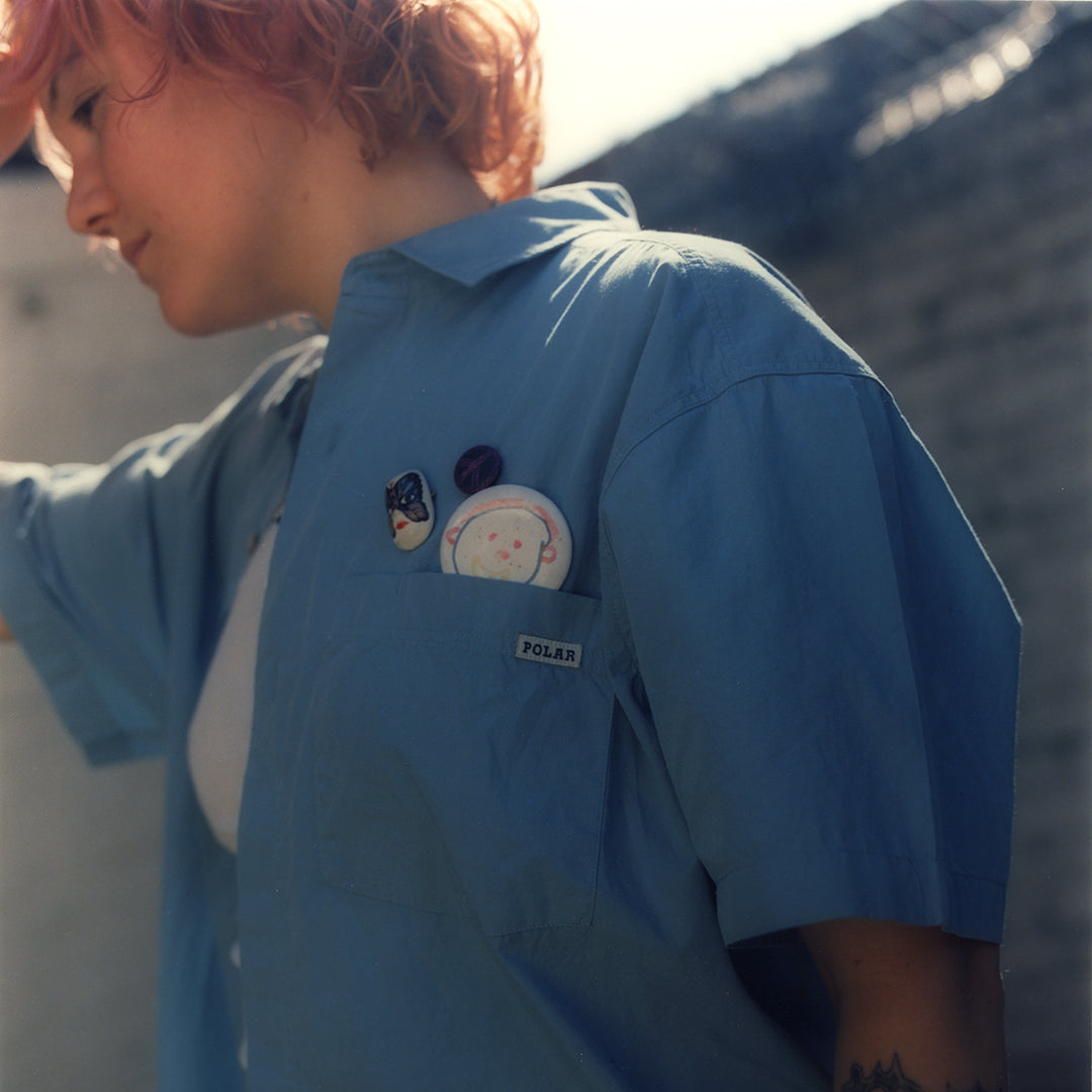 POLAR SKATE CO.(ポーラー スケート カンパニー)MITCH SHIRT / DOVE BLUE | スノーボード・スケートボードのTACTICS JAPAN