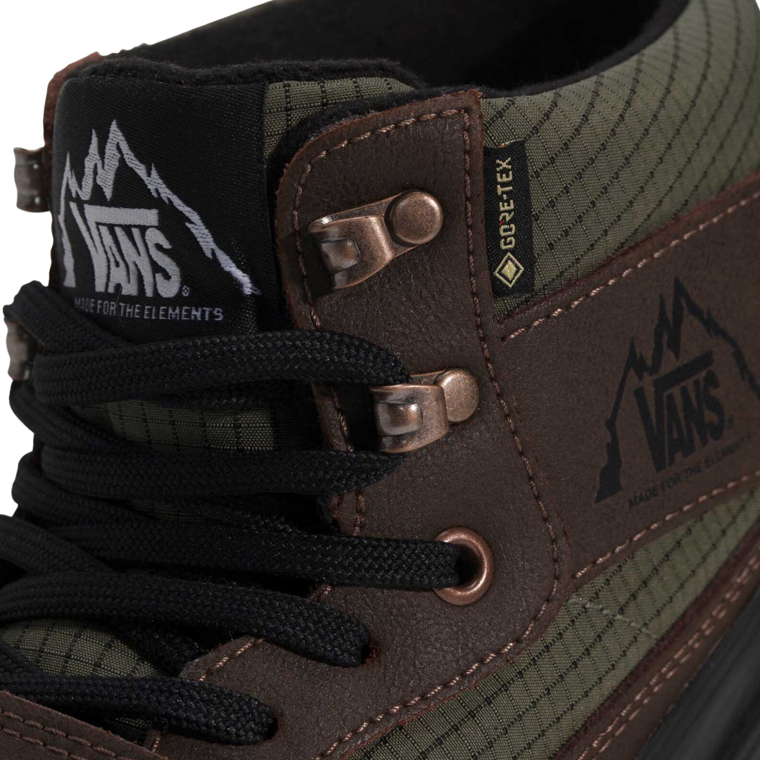 VANS(ヴァンズ)| MOUNTAIN MID GORE-TEX INSULATED SHOE / DARK GREEN/DARK BROWN | スノーボード・スケートボードのTACTICS JAPAN