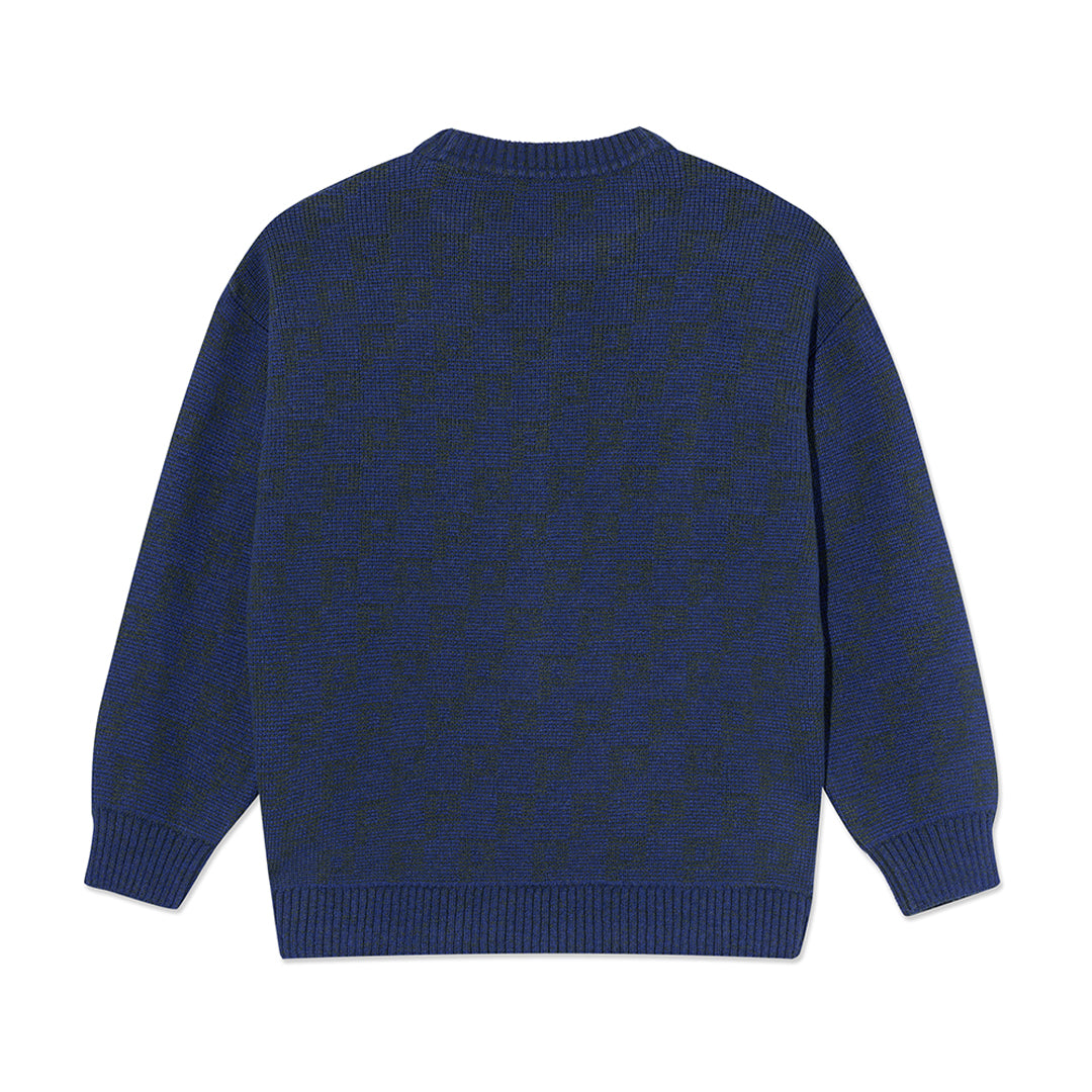 POLAR SKATE CO.(ポーラー スケート カンパニー)| P PATTERN GEORGE SWEATER / BLUE/GREEN | スノーボード・スケートボードのTACTICS JAPAN