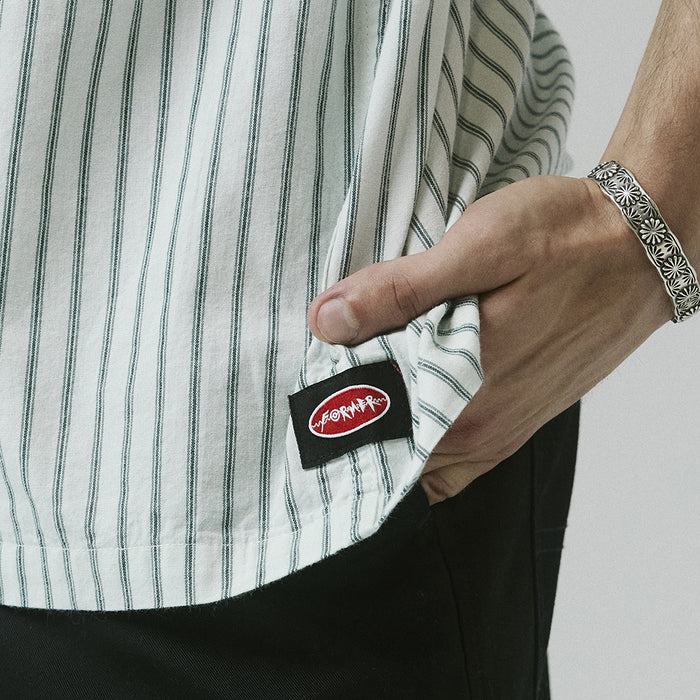 FORMER(フォーマー)| REYNOLDS STRIPE SS SHIRT / BONE | スノーボード・スケートボードのTACTICS JAPAN