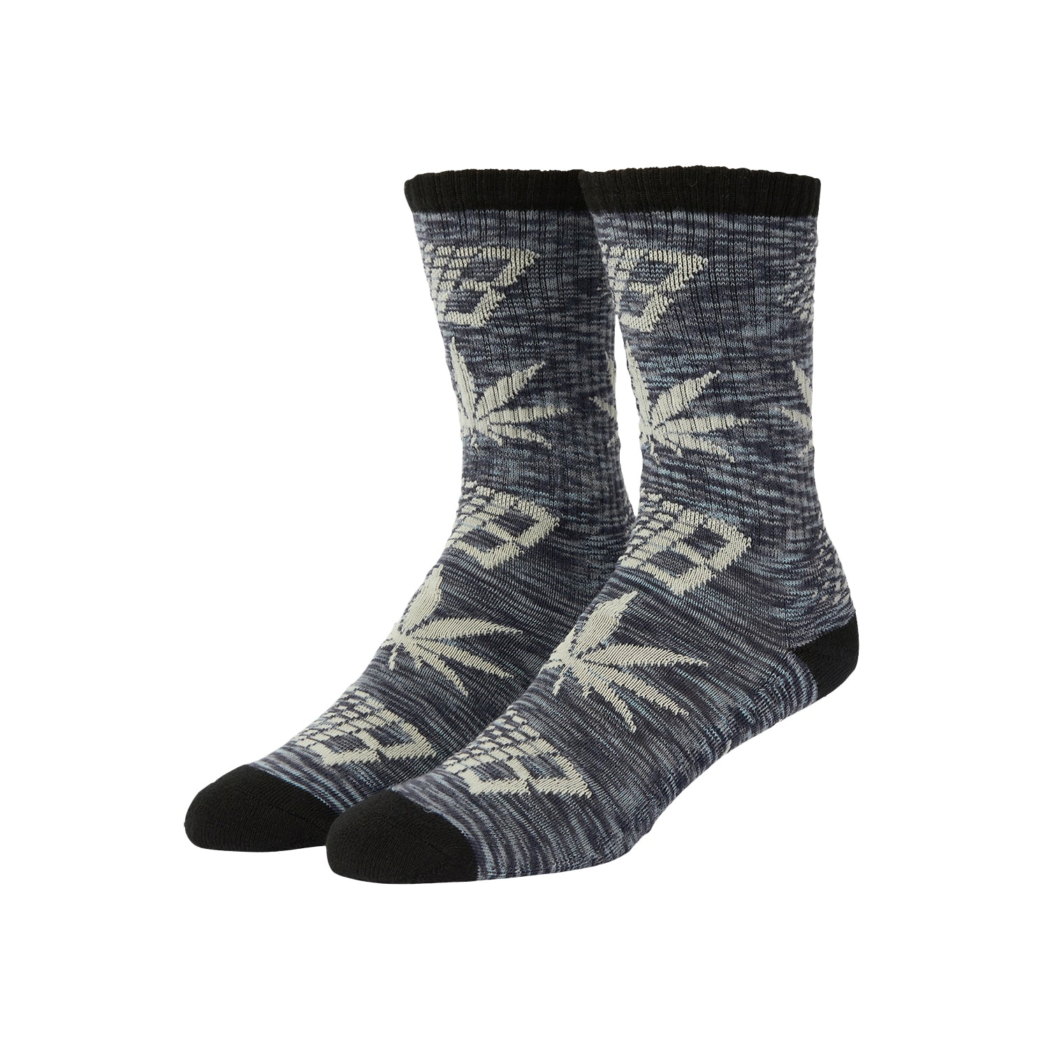 HUF X BRONZE56K PLANTLIFE MARLED SOCKS / BLACK