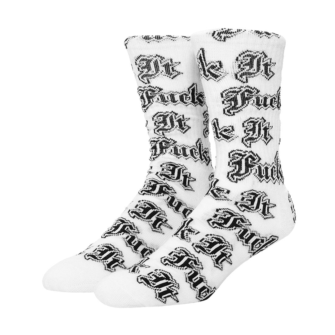 FUCK IT OLD ENGLISH SOCK / WHITE