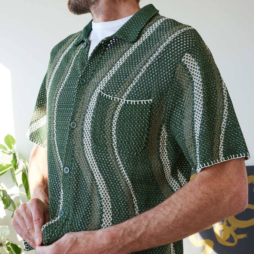 DIME MTL(ダイム モントリオール)| SOLEIL BUTTON-UP KNIT / GREEN | スノーボード・スケートボードのTACTICS JAPAN