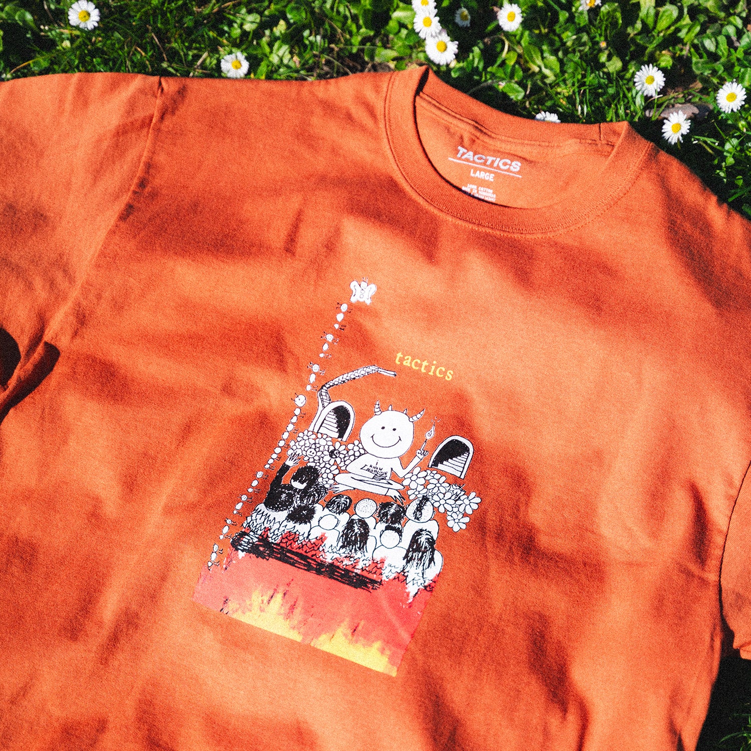 TACTICS(タクティクス)| I KNOW NOTHING T-SHIRT / BRUNT ORANGE | スノーボード・スケートボードのTACTICS JAPAN