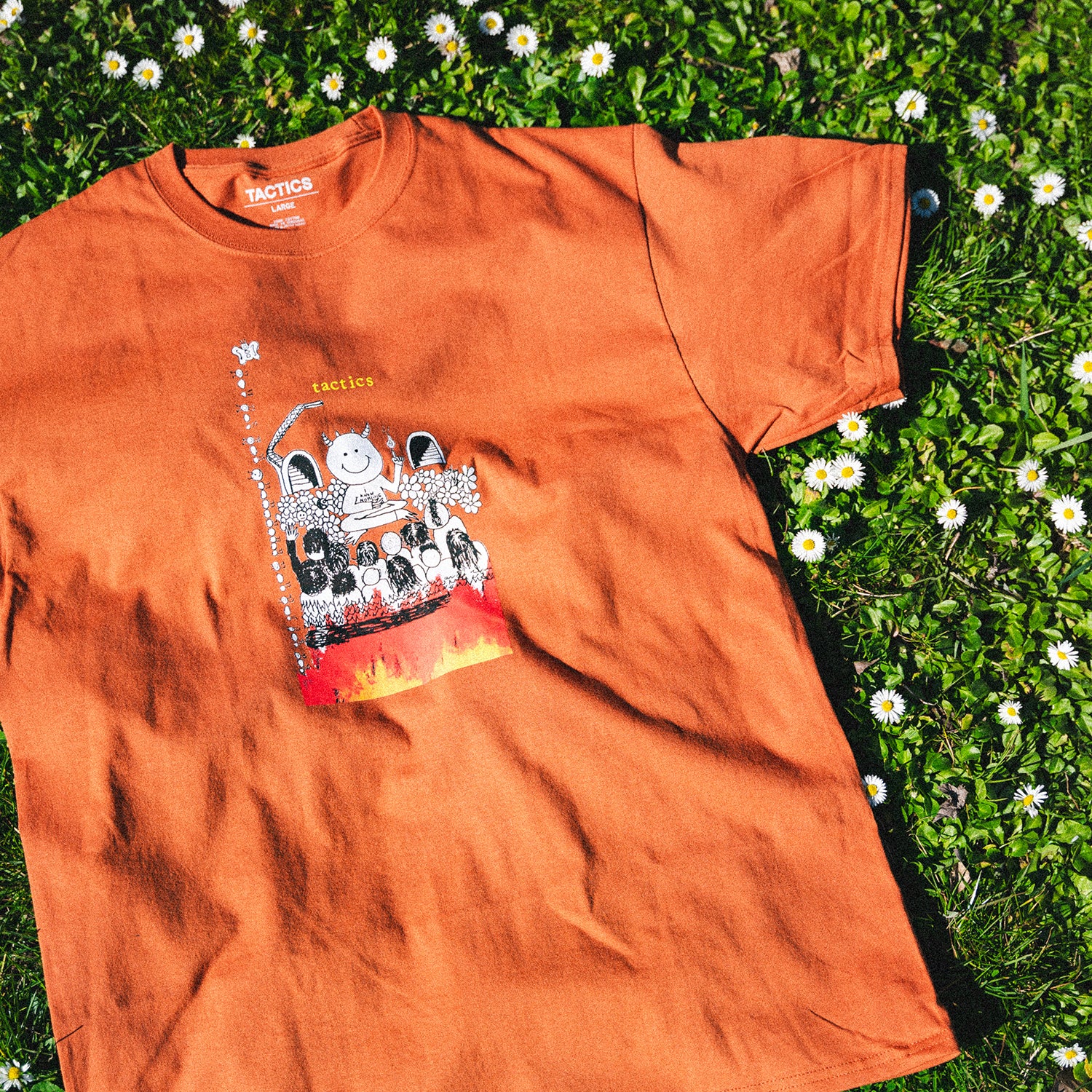 TACTICS(タクティクス)| I KNOW NOTHING T-SHIRT / BRUNT ORANGE | スノーボード・スケートボードのTACTICS JAPAN