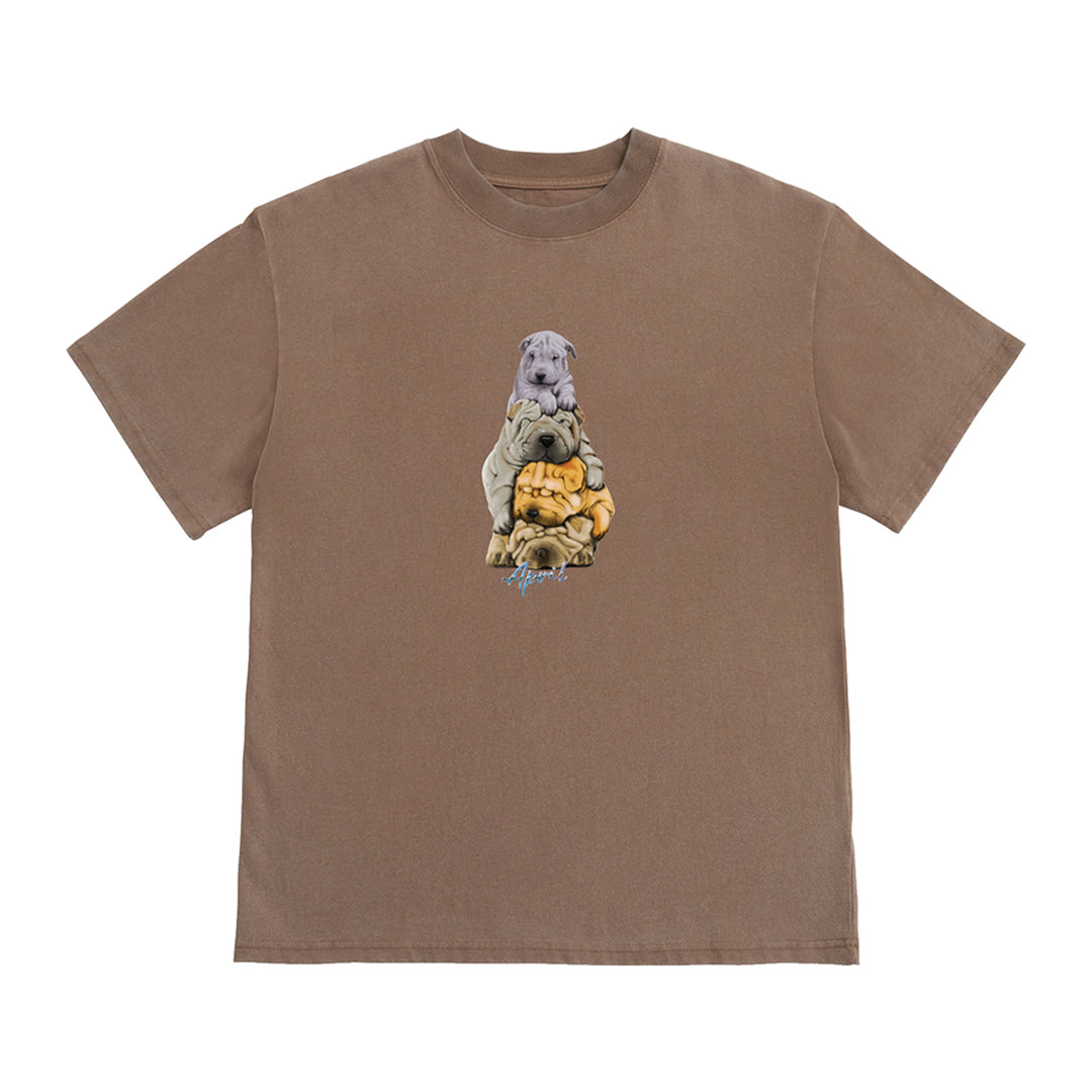 THE DOGS TEE / WASHED BROWN