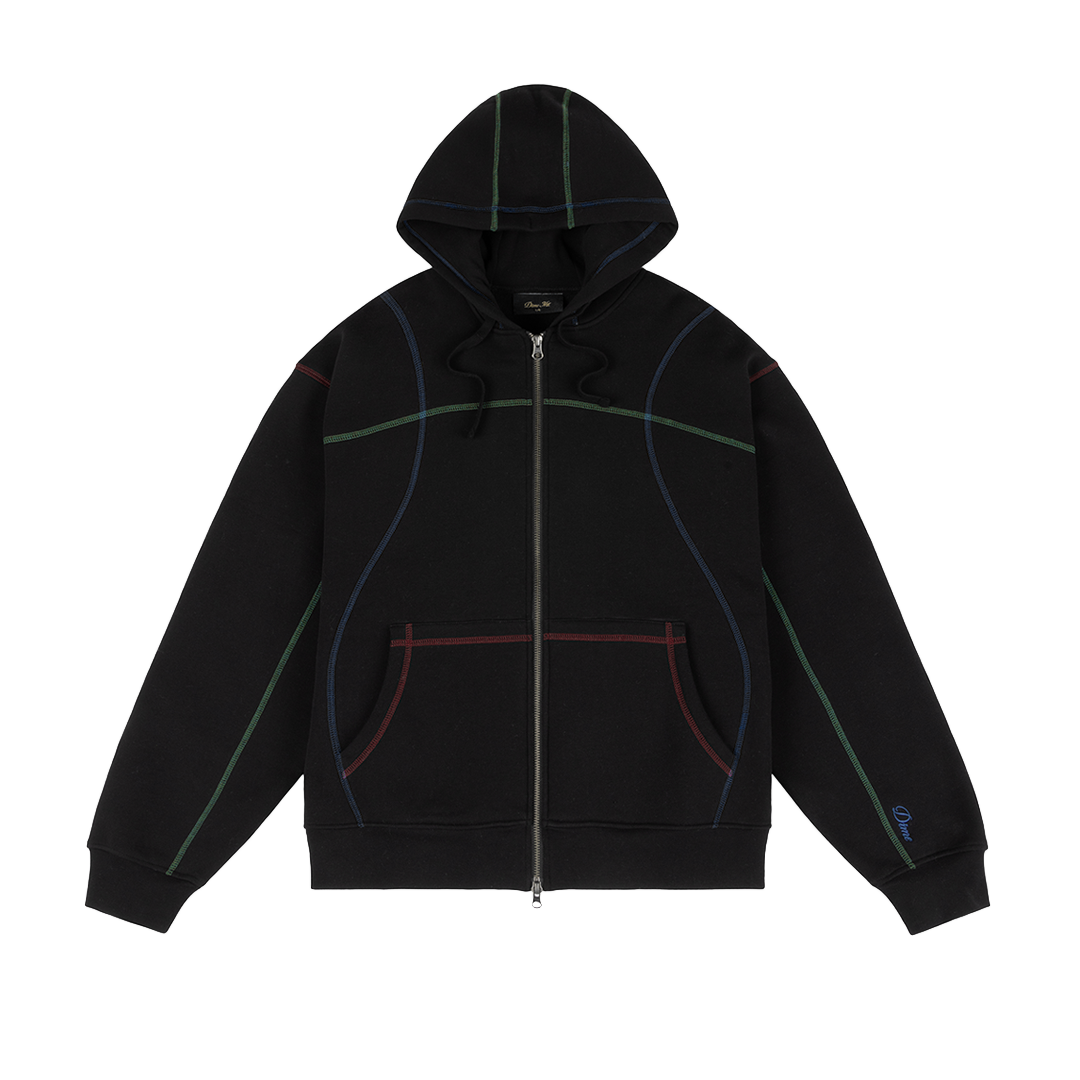 DIME MTL(ダイム モントリオール)| COURT ZIP HOODIE / BLACK MULTI | スケートボード・スノーボードのTACTICS JAPAN