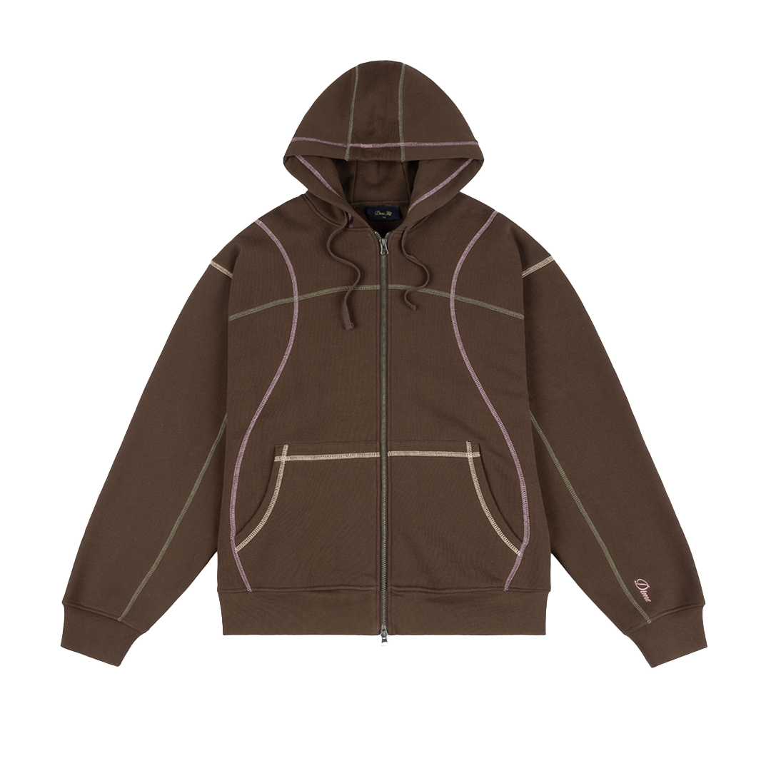 DIME MTL(ダイム モントリオール)| COURT ZIP HOODIE / BROWN MULTI | スケートボード・スノーボードのTACTICS JAPAN