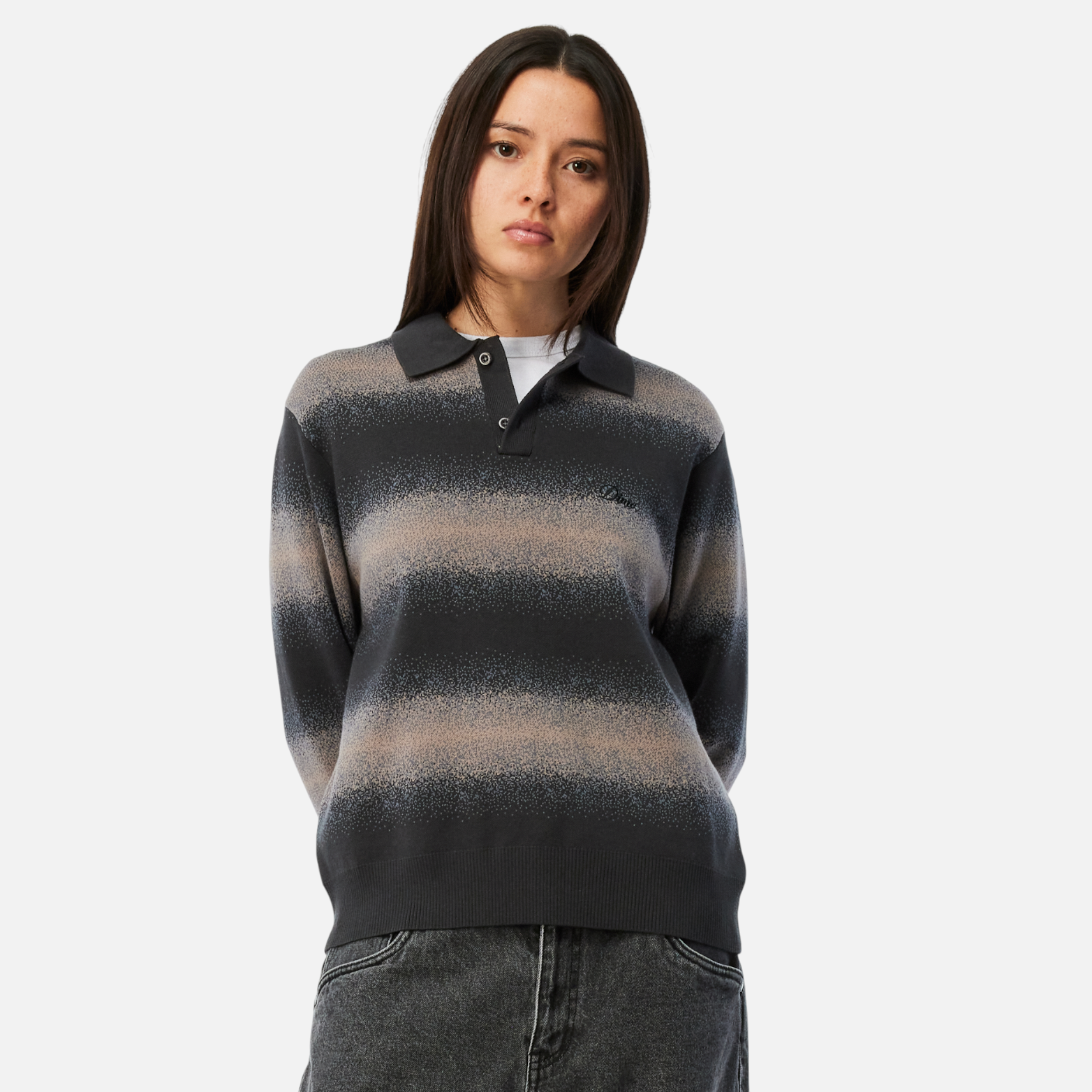 DIME MTL(ダイム モントリオール)| STRIPED RUGBY KNIT / CHARCOAL MULTI | スケートボード・スノーボードのTACTICS JAPAN