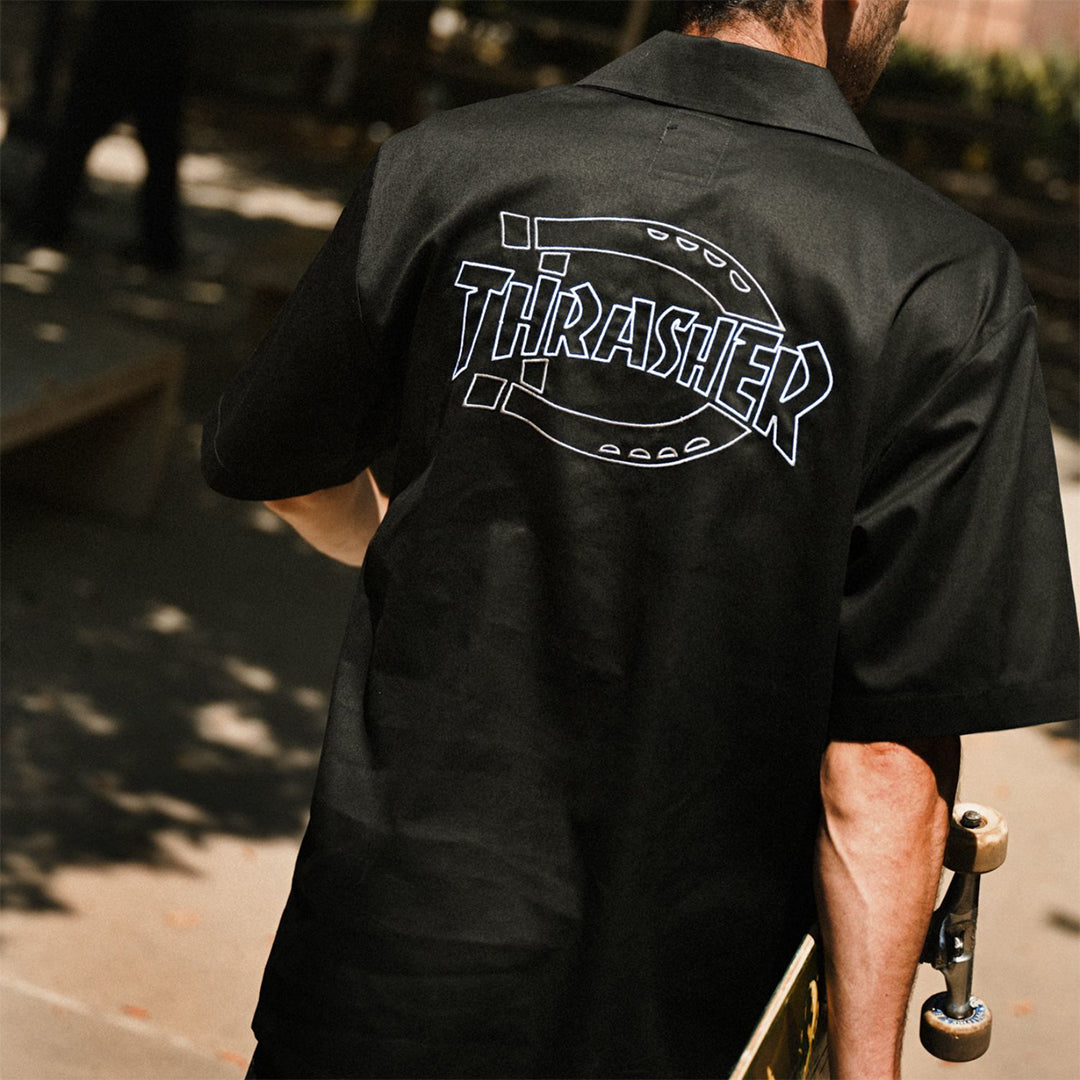 DICKIES SKATEBOARDING(ディッキーズ スケートボーディング)| DICKIES X THRASHER CANVAS SHIRT / BLACK | スノーボード・スケートボードのTACTICS JAPAN