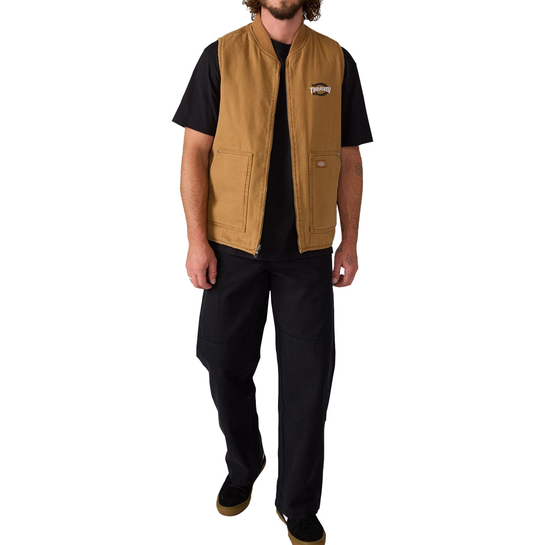 DICKIES SKATEBOARDING(ディッキーズ スケートボーディング)| DICKIES X THRASHER REVERSIBLE VEST / BROWN DUCK | スノーボード・スケートボードのTACTICS JAPAN