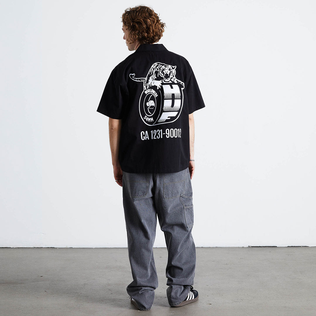 URETHANE S/S WORK SHIRT / BLACK