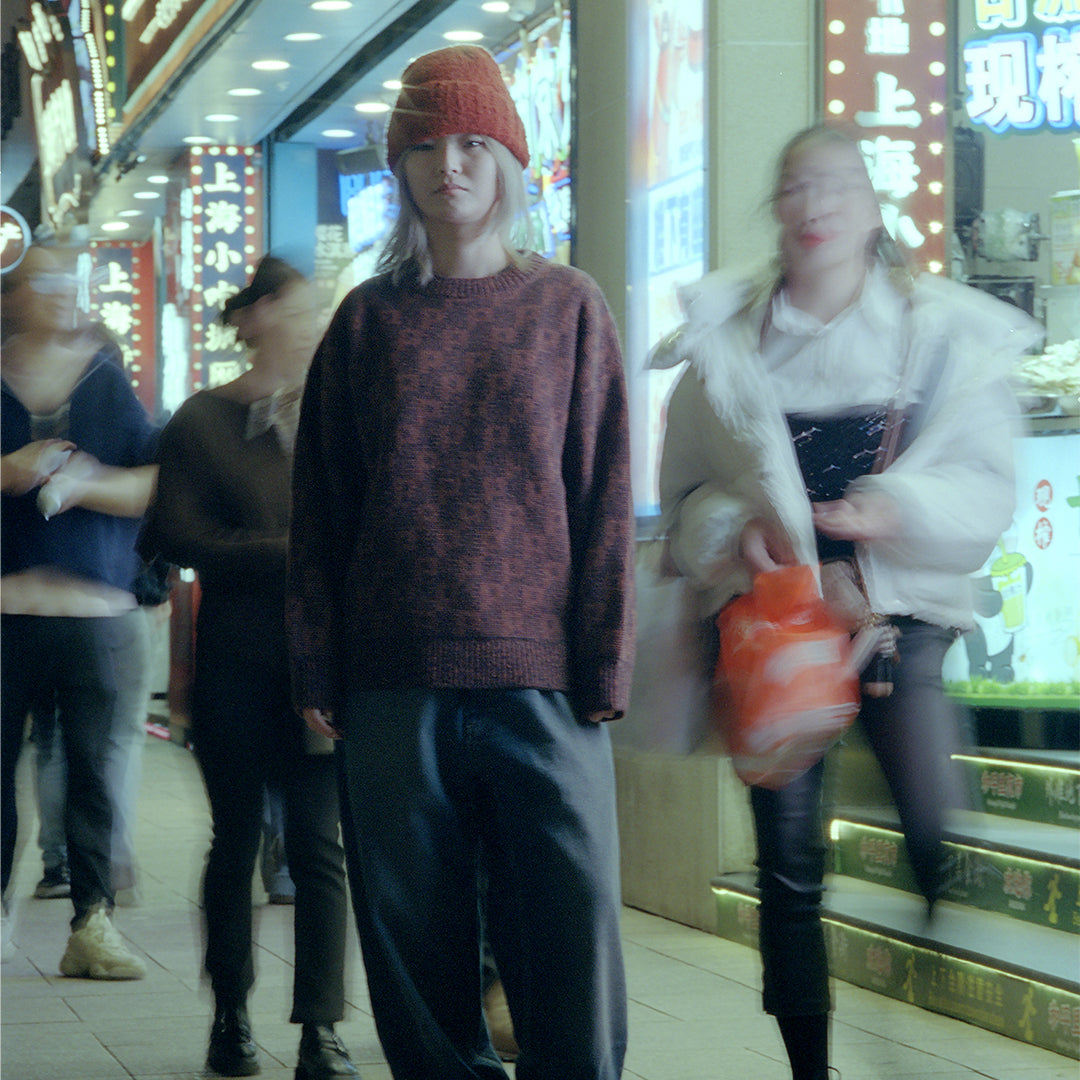 POLAR SKATE CO.(ポーラー スケート カンパニー)| P PATTERN GEORGE SWEATER / NAVY/ORANGE | スノーボード・スケートボードのTACTICS JAPAN