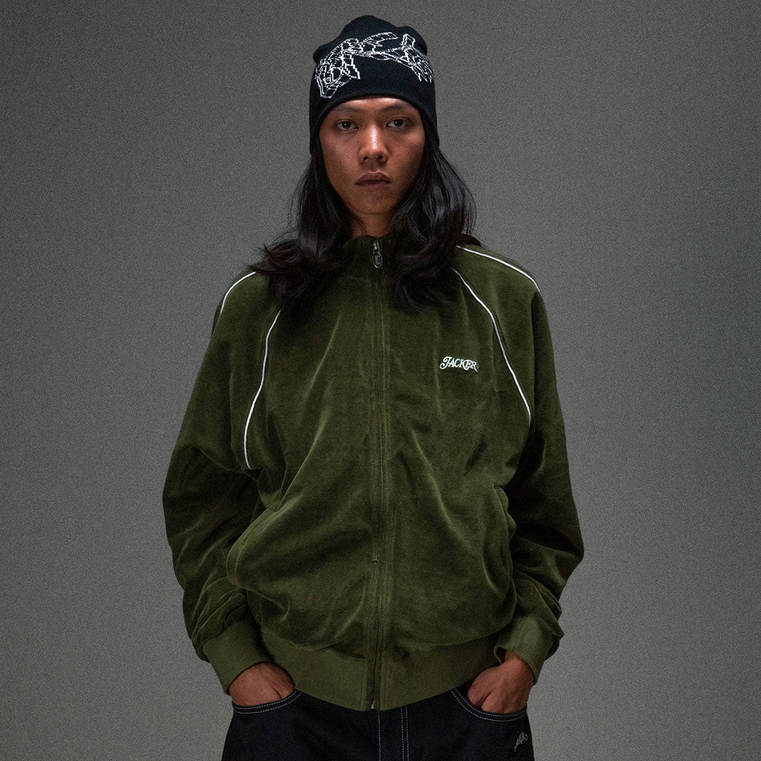 JACKER(ジャッカー)| VELVET TRACK JACKET / GREEN | スノーボード・スケートボードのTACTICS JAPAN