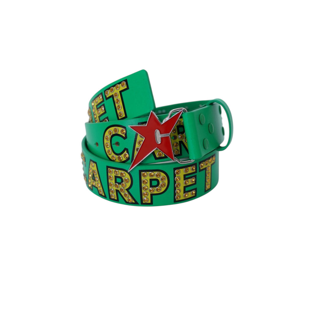 CARPET COMPANY(カーペット カンパニー)| VARISITY RHINESTONE LEATHER BELT / GREEN | スノーボード・スケートボードのTACTICS JAPAN