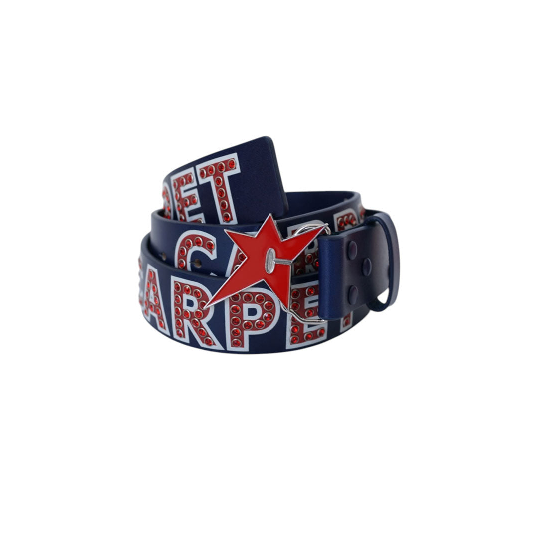 CARPET COMPANY(カーペット カンパニー)| VARISITY RHINESTONE LEATHER BELT / BLUE | スノーボード・スケートボードのTACTICS JAPAN