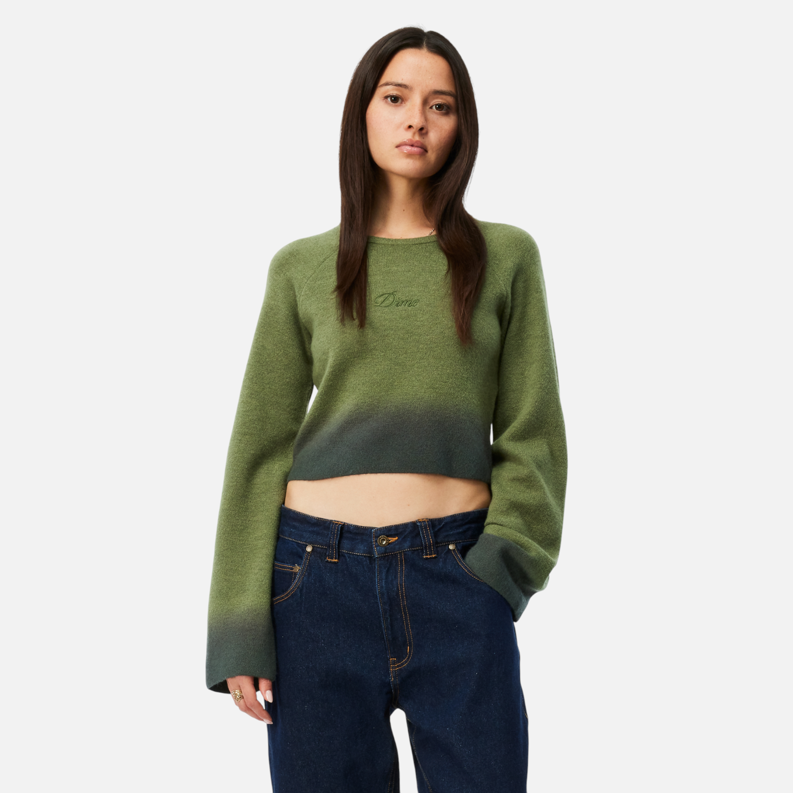 DIME MTL(ダイム モントリオール)| CROPPED MOHAIR KNIT / GRADIENT OLIVE | スケートボード・スノーボードのTACTICS JAPAN