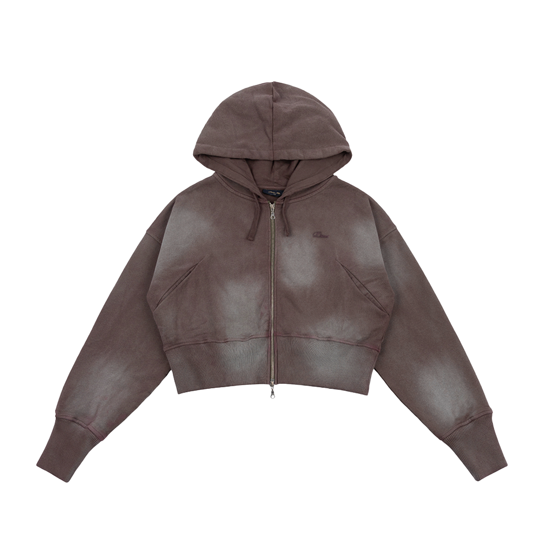 DIME MTL(ダイム モントリオール)| CROPPED ZIP HOODIE / BROWN WASHED | スケートボード・スノーボードのTACTICS JAPAN