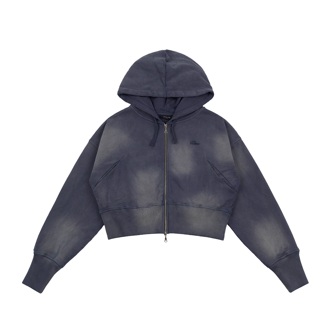 DIME MTL(ダイム モントリオール)| CROPPED ZIP HOODIE / NAVY WASHED | スケートボード・スノーボードのTACTICS JAPAN