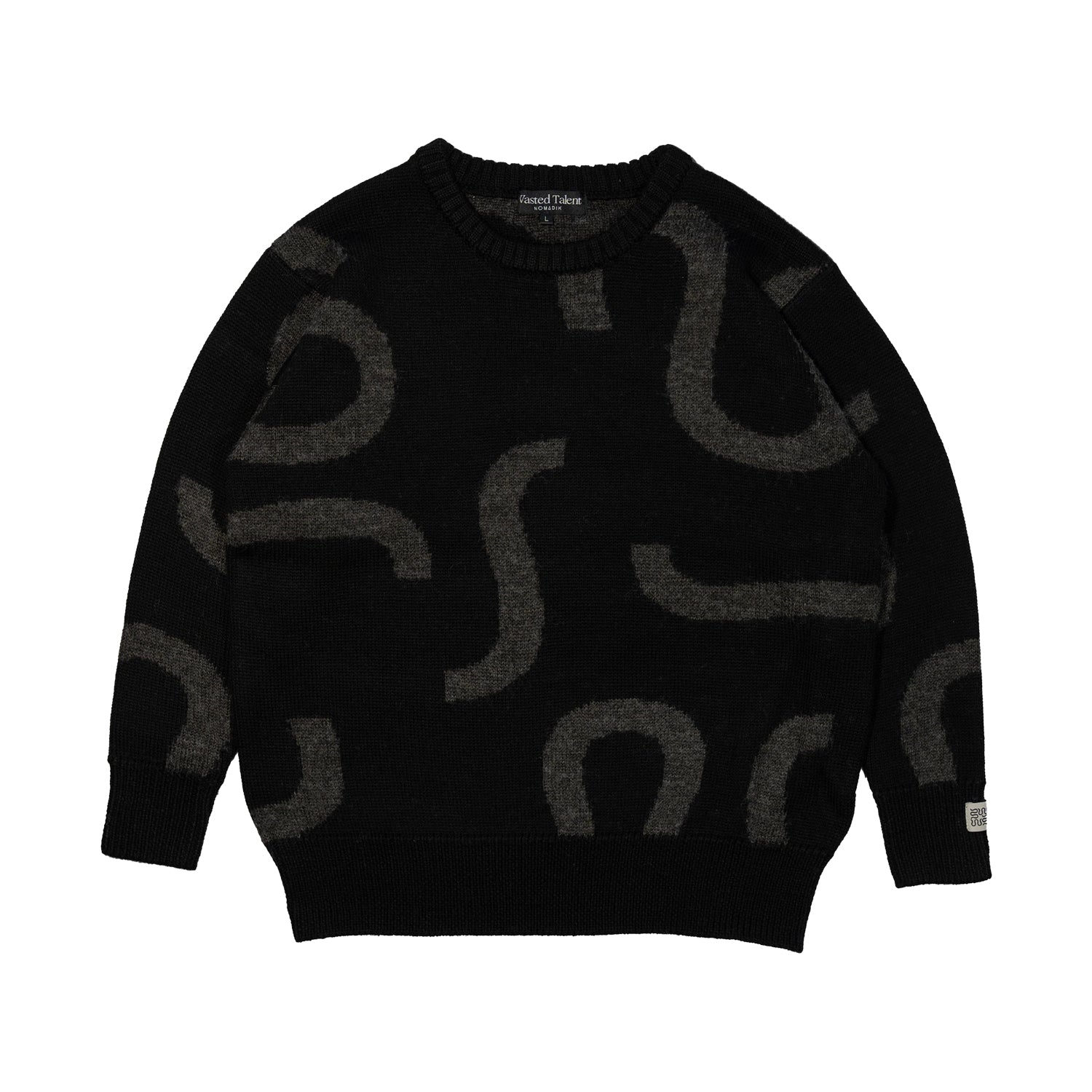 NOMADIK(ノマディック)| WASTED TALENT X NOMADIK JACQUARD SWEATER / BLACK/GREY | スケートボード・スノーボードのTACTICS JAPAN