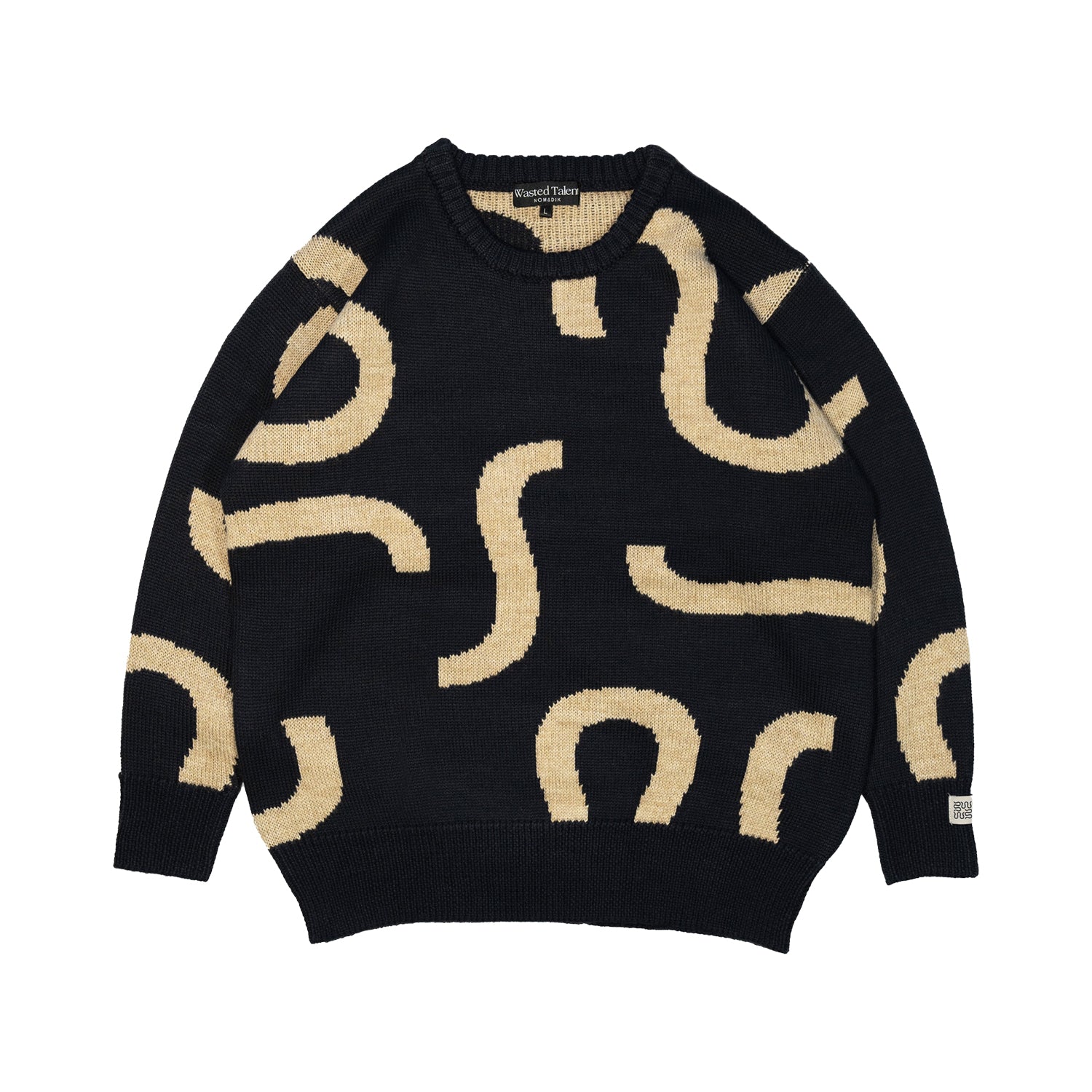 NOMADIK(ノマディック)| WASTED TALENT X NOMADIK JACQUARD SWEATER / BLUE/BEIGE | スケートボード・スノーボードのTACTICS JAPAN