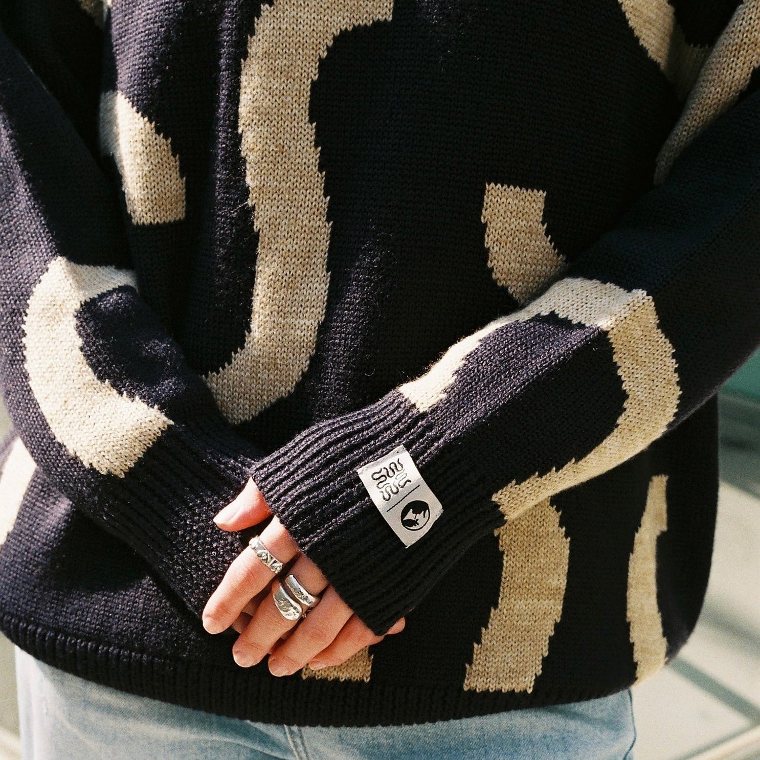 NOMADIK(ノマディック)| WASTED TALENT X NOMADIK JACQUARD SWEATER / BLUE/BEIGE | スケートボード・スノーボードのTACTICS JAPAN