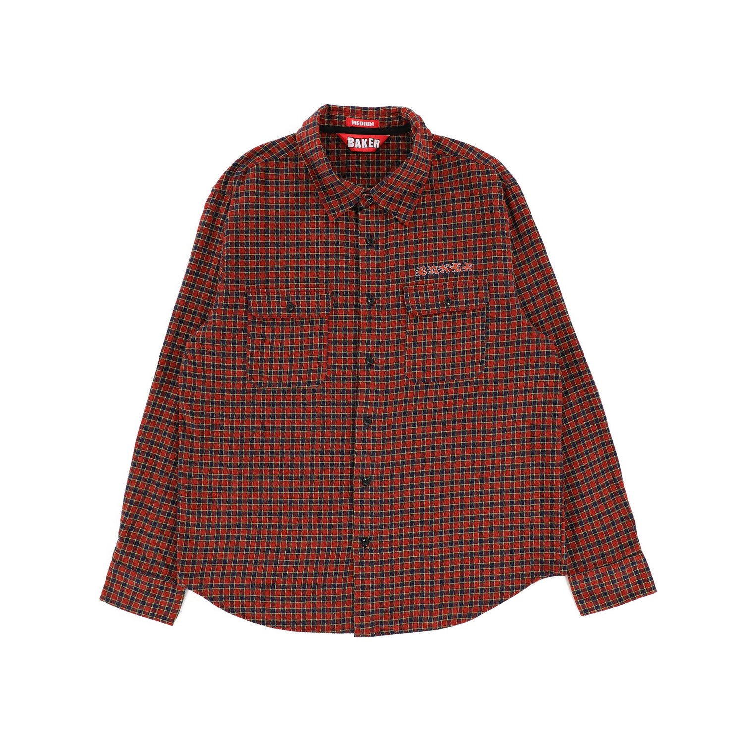 Flames Plaid Long Sleeve Button Up