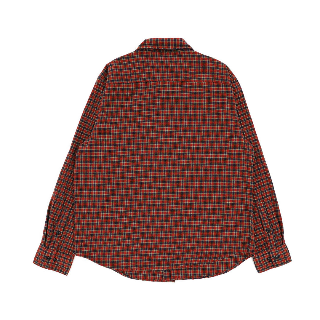 Flames Plaid Long Sleeve Button Up