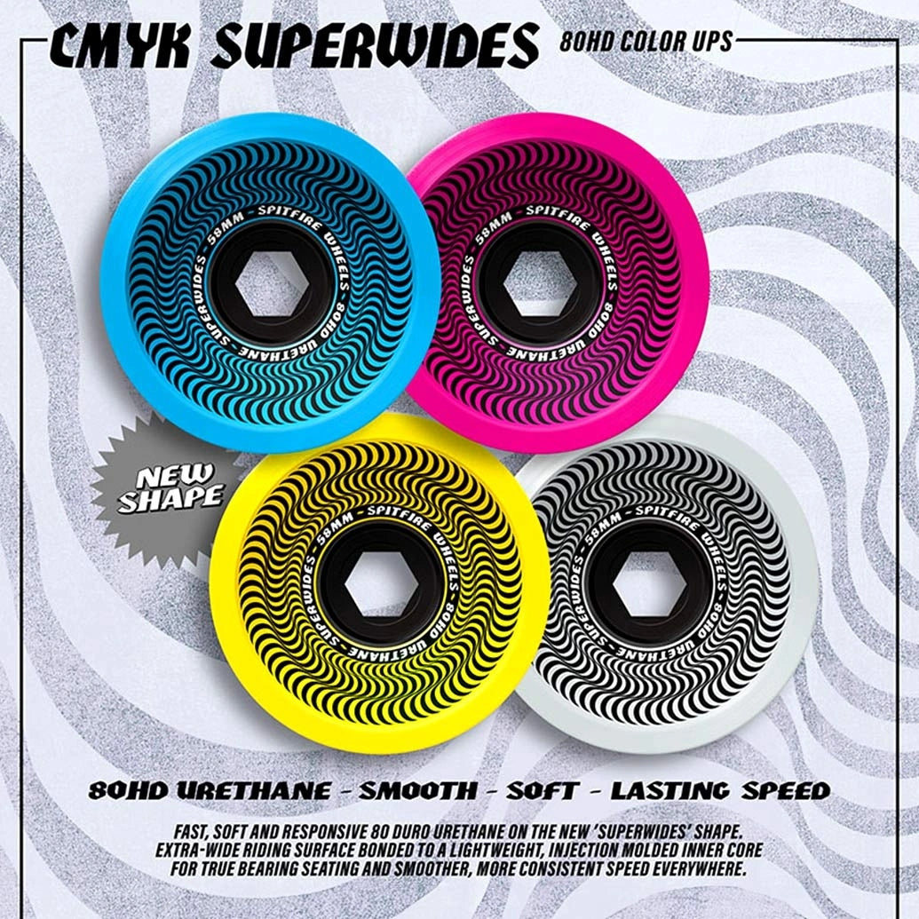 SPITFIRE WHEELS(スピットファイア ウィール)| SUPERWIDE CMYK WHEELS - 58MM 80HD | スノーボード・スケートボードのTACTICS JAPAN