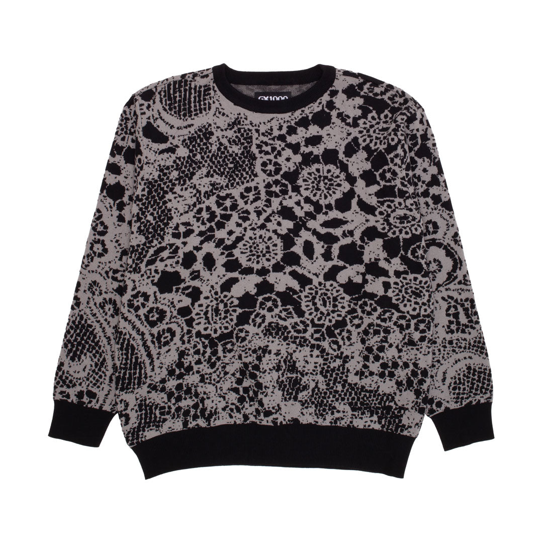 GX1000(ジーエックスワンサウザンド)| JACQUARD KNIT SWEATER LACED / GREY AND BLACK | スノーボード・スケートボードのTACTICS JAPAN