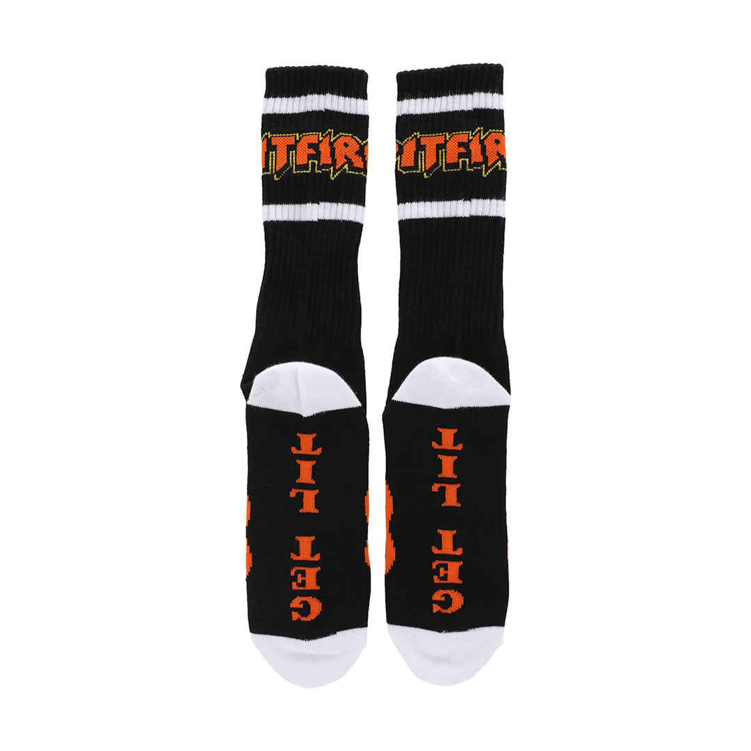 SPITFIRE WHEELS(スピットファイア ウィール)| HELLFIRE SCRIPT SOCK / BLACK/WHITE/ORANGE | スノーボード・スケートボードのTACTICS JAPAN