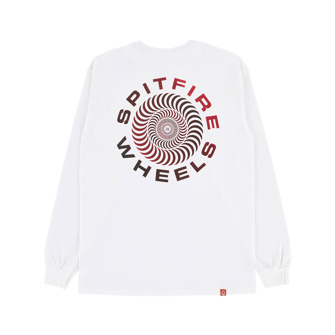 SPITFIRE WHEELS(スピットファイア ウィール)| CLASSIC 87 SWIRL FADE FILL L/S T-SHIRT / WHITE/RED BLACK FADE PRINT | スノーボード・スケートボードのTACTICS JAPAN