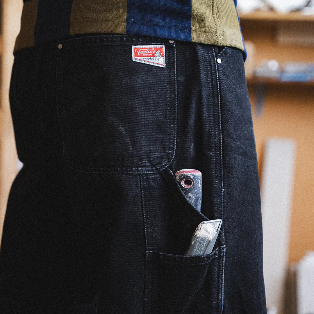TACTICS(タクティクス)| CARPENTER DENIM SHORTS / WASHED BLACK | スノーボード・スケートボードのTACTICS JAPAN