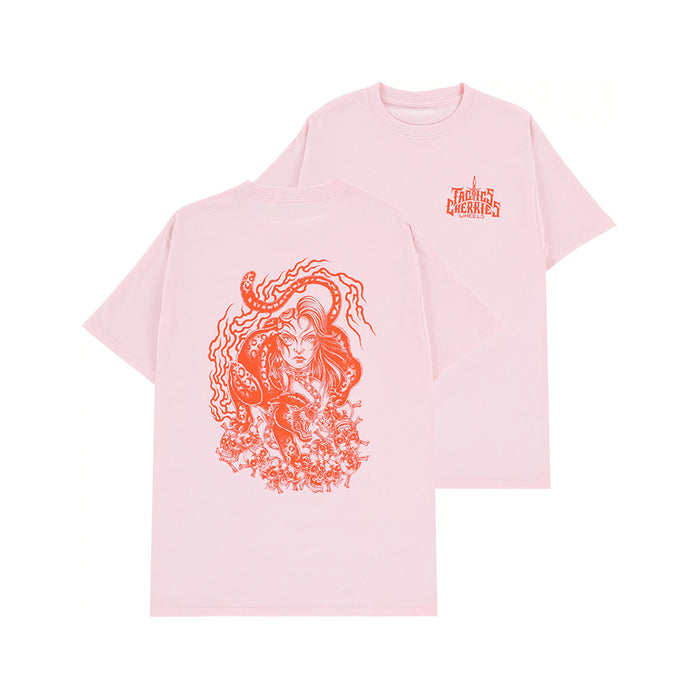 TACTICS(タクティクス)| CHERRIES × TACTICS WHEELS T-SHIRT / LIGHT PINK | スノーボード・スケートボードのTACTICS JAPAN