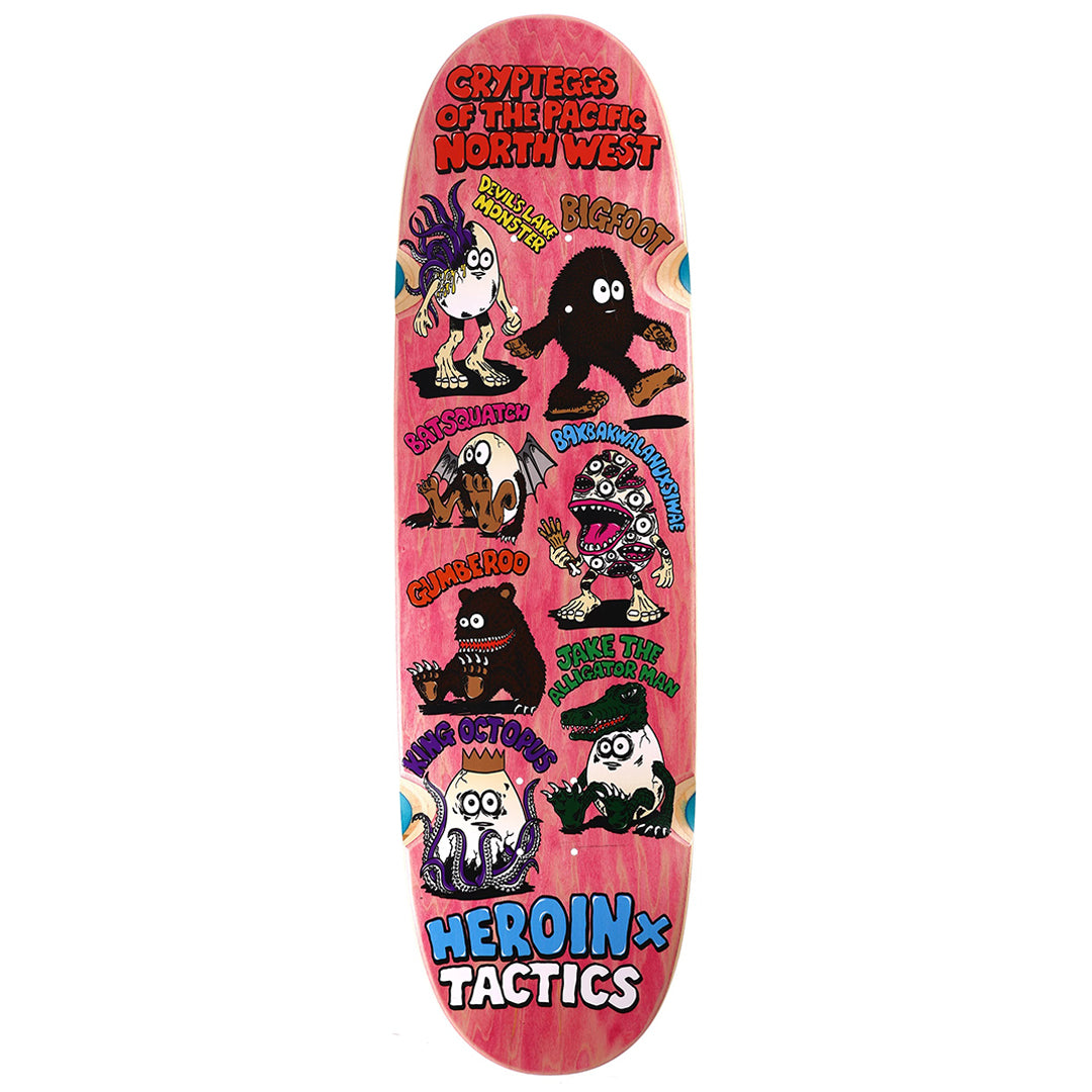 HEROIN SKATEBOARD(ヘロイン スケートボード)| HEROIN X TACTICS CRYPTEGGS 9.125 SYMMETRICAL SHAPE SKATEBOARD DECK / PINK - 9.125 | スノーボード・スケートボードのTACTICS JAPAN