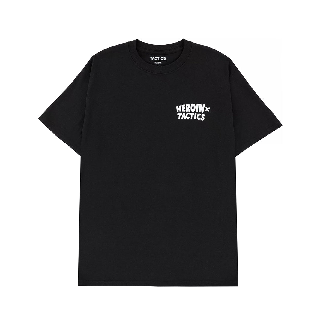 HEROIN SKATEBOARD(ヘロイン スケートボード)| HEROIN X TACTICS CRYPTEGGS T-SHIRT / BLACK | スノーボード・スケートボードのTACTICS JAPAN