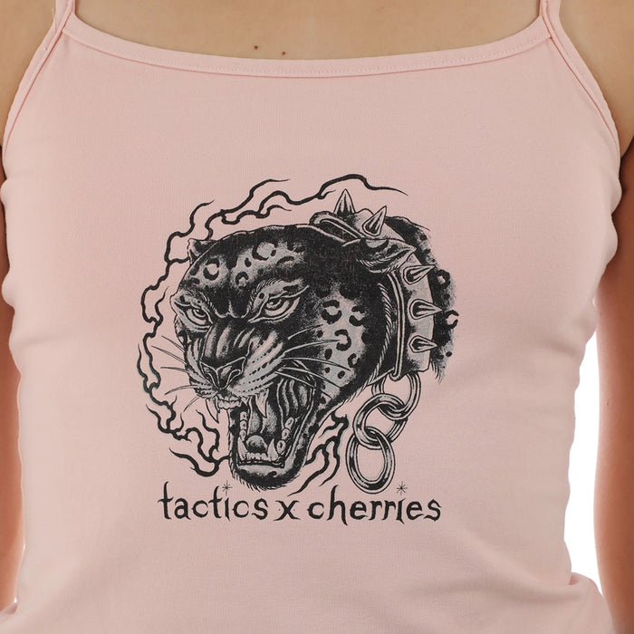 TACTICS(タクティクス)| CHERRIES × TACTICS WOMEN'S WHEELS SPAGHETTI STRAP TANK / LIGHT PINK | スノーボード・スケートボードのTACTICS JAPAN