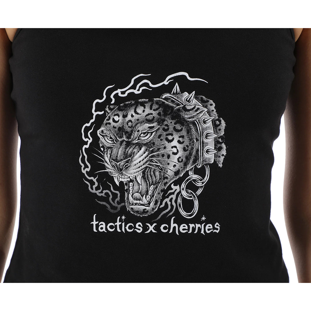 TACTICS(タクティクス)| CHERRIES × TACTICS WOMEN'S WHEELS SPAGHETTI STRAP TANK / BLACK | スノーボード・スケートボードのTACTICS JAPAN