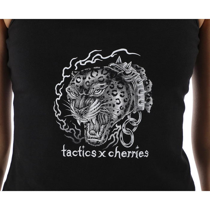 TACTICS(タクティクス)| CHERRIES × TACTICS WOMEN'S WHEELS SPAGHETTI STRAP TANK / BLACK | スノーボード・スケートボードのTACTICS JAPAN