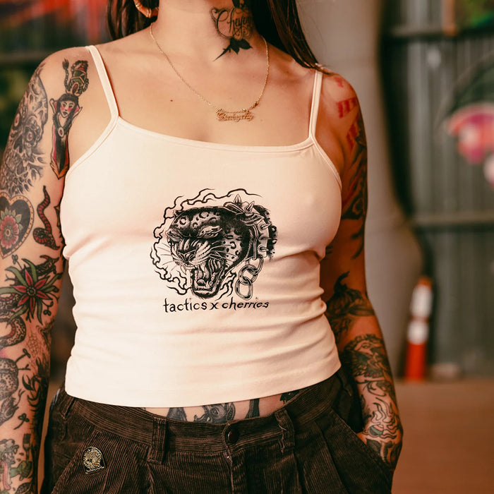 TACTICS(タクティクス)| CHERRIES × TACTICS WOMEN'S WHEELS SPAGHETTI STRAP TANK / LIGHT PINK | スノーボード・スケートボードのTACTICS JAPAN