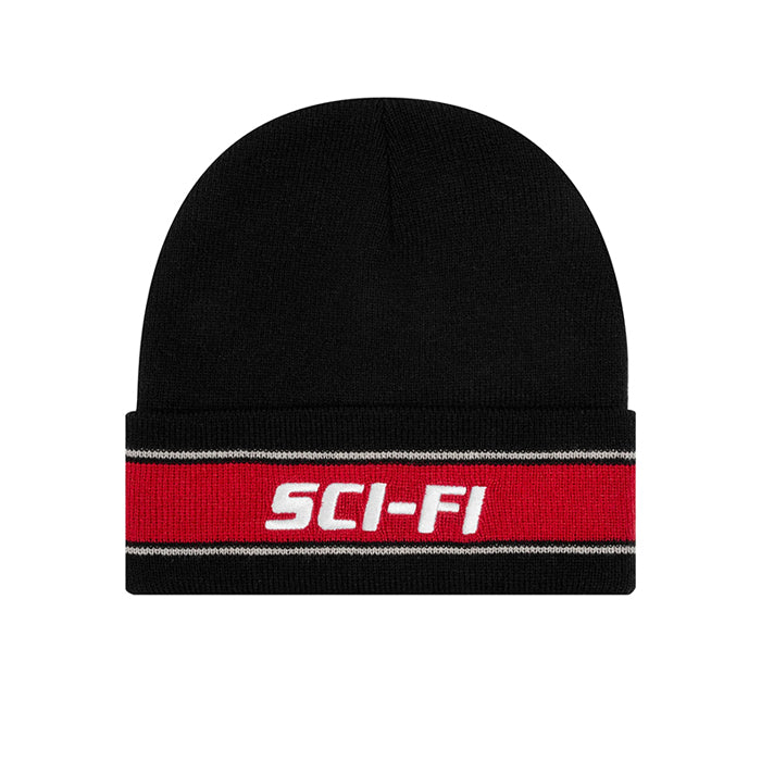 STRIPE LOGO BEANIE / BLACK