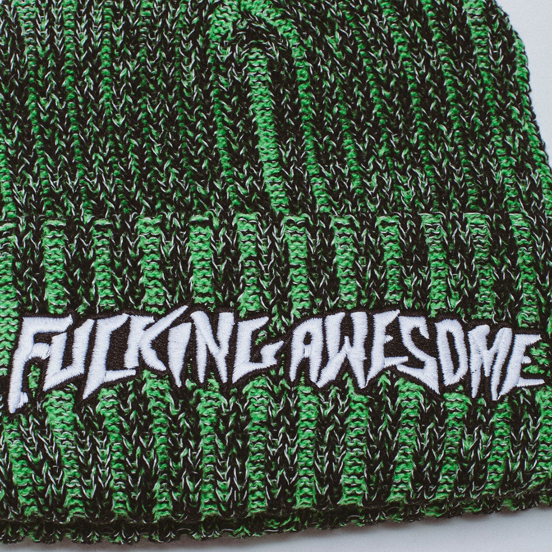 FUCKING AWESOME（ファッキン オーサム）| REFLECTIVE STRIPE BEANIE / GREEN/BLACK | スノーボード・スケートボードのTACTICS JAPAN