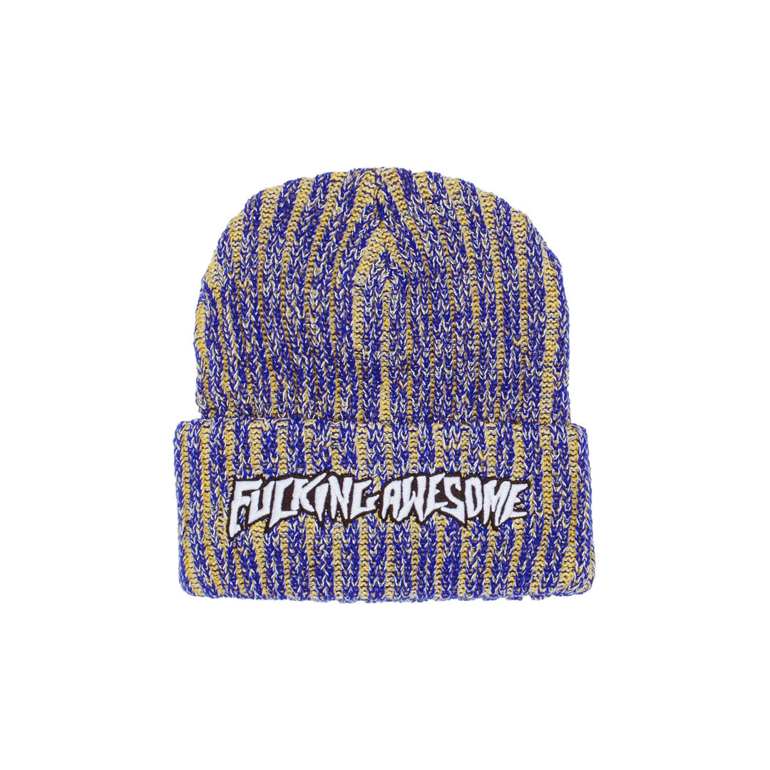 FUCKING AWESOME（ファッキン オーサム）| REFLECTIVE STRIPE BEANIE / YELLOW/BLUE | スノーボード・スケートボードのTACTICS JAPAN