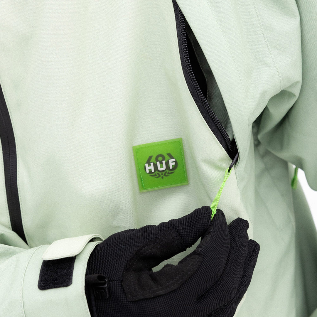 686 （シックス エイト シックス） | 686 X HUF DOUBLE H SHELL JACKE / HUF GREEN COLORBLOCK | スノーボード・スケートボードのTACTICS JAPAN